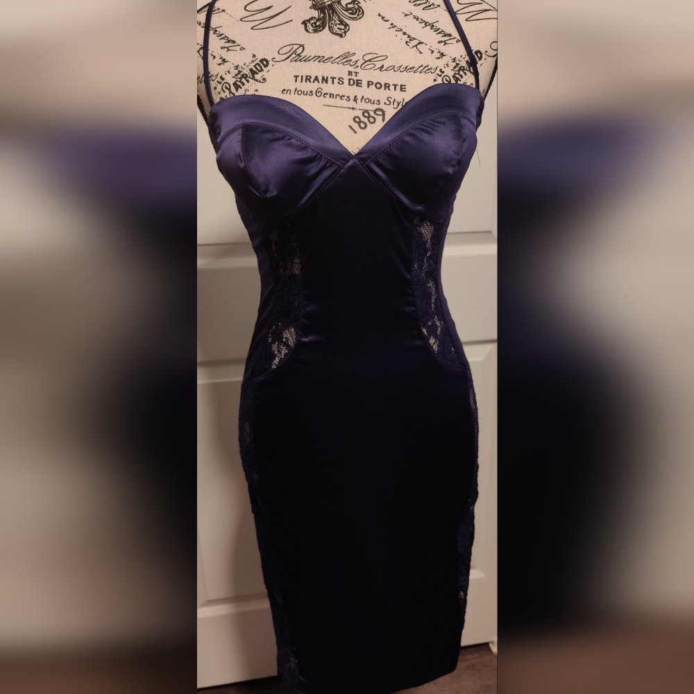 Sexy Satin blue corset dress